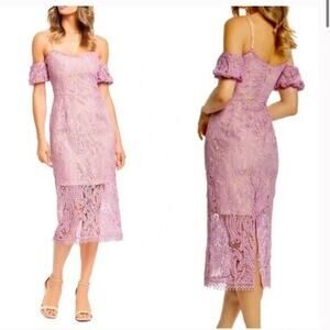 Dress The Population Lace Violet Bodycon Midi Dress